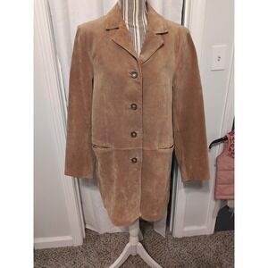 Vintage DENNIS BASSO Women M Suede Leather Jacket Camel Brown Southwestern